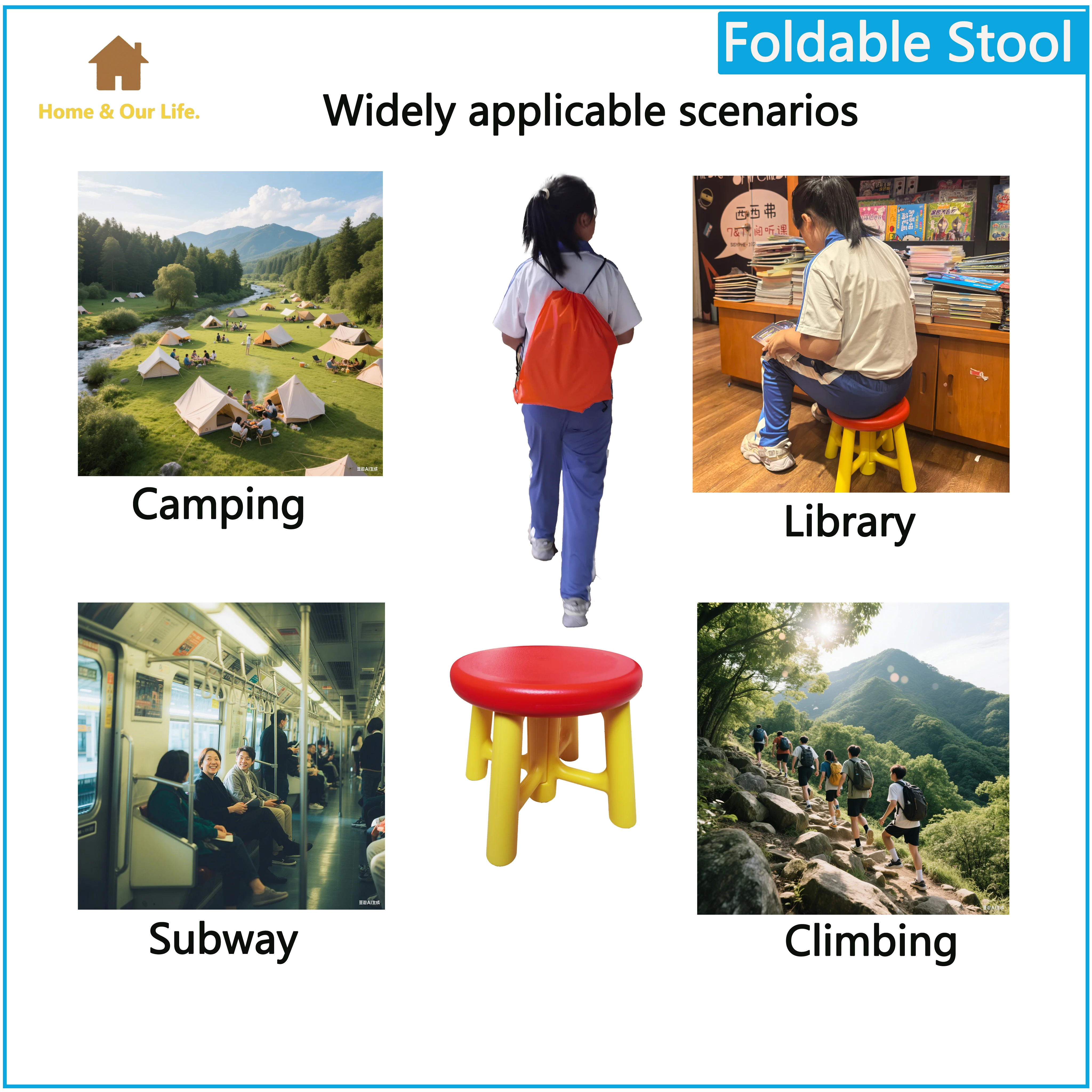 Portable & Foldable Camping Stool - Lightweight Design for Easy Transport & Storage Perfect for Outdoor Activities, Beach Trip