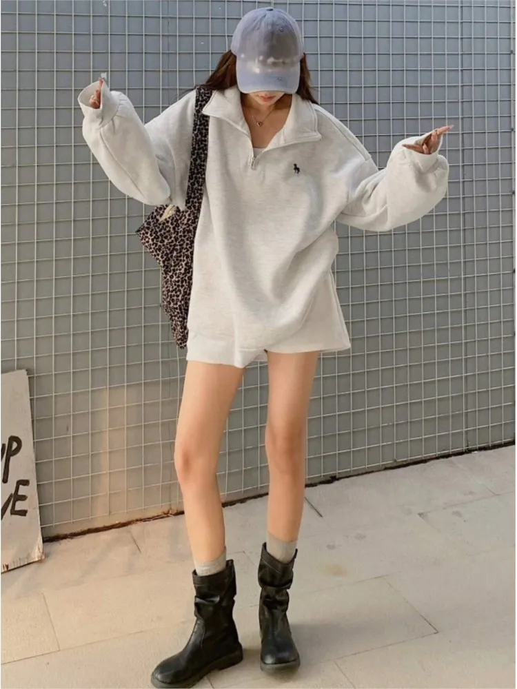 Felpa autunnale da donna felpe da donna larghe casual stile coreano felpe da donna a maniche lunghe moda top