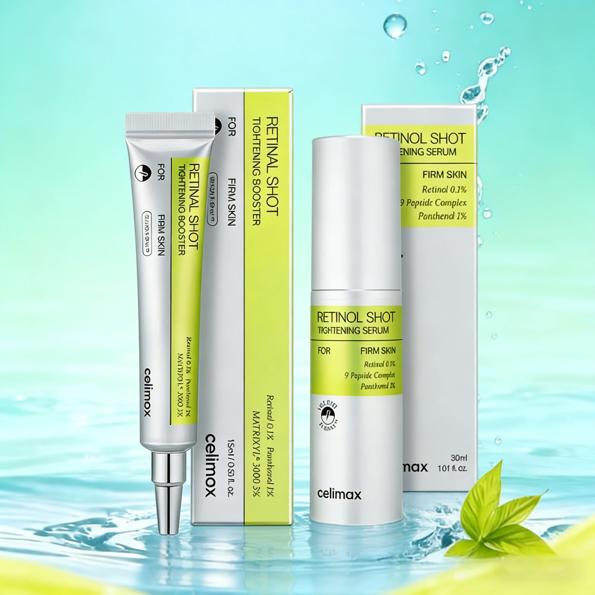 Celimax The Vita A Retinal Shot, Crema Reafirmante para el Contorno de Ojos 15ml, Sérum Facial 30ml, Set de Reparación de Belleza, Cuidado de la Piel