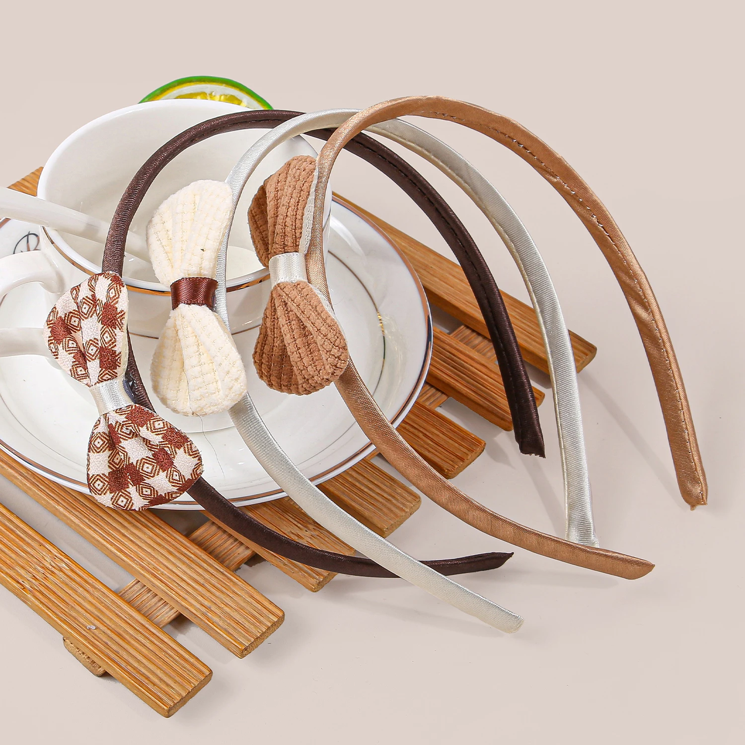 6pcs Fabric Flower Bow Headbands for Girls Floral Headband Kids Plastic Stain Hairbands Children Girls Fashion Hair Aceessories