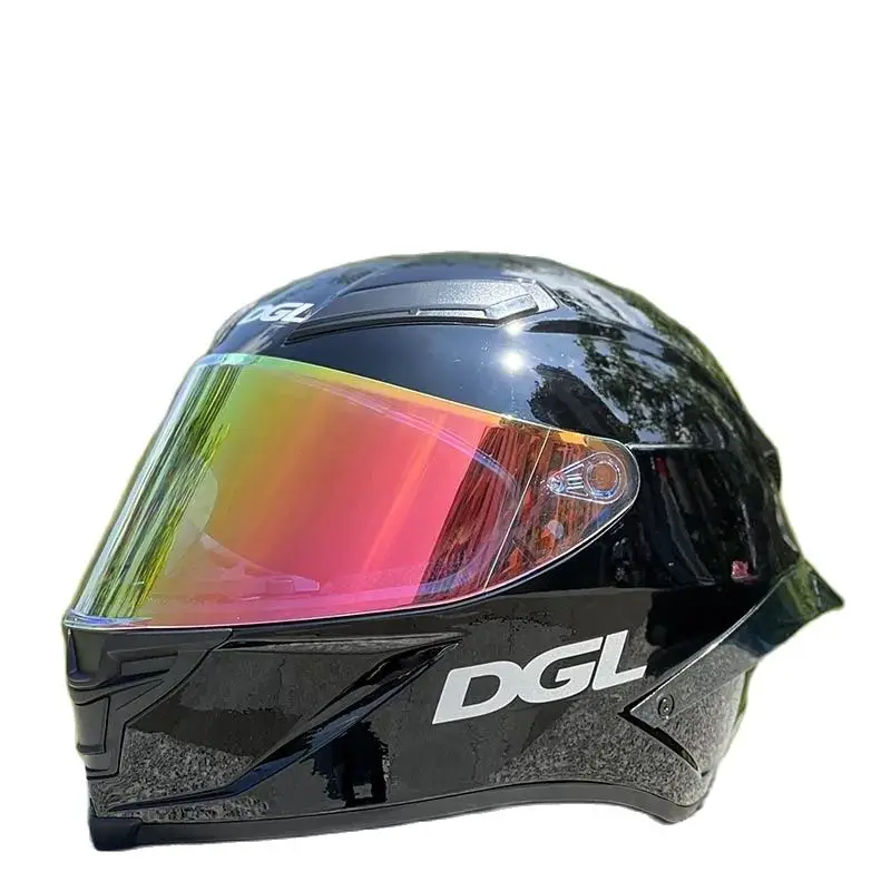 DGL Original Bright Black Helm Männer und Frauen Reiten Big Spoiler Motorradhelm Integral-Motorradhelm Casco Casque