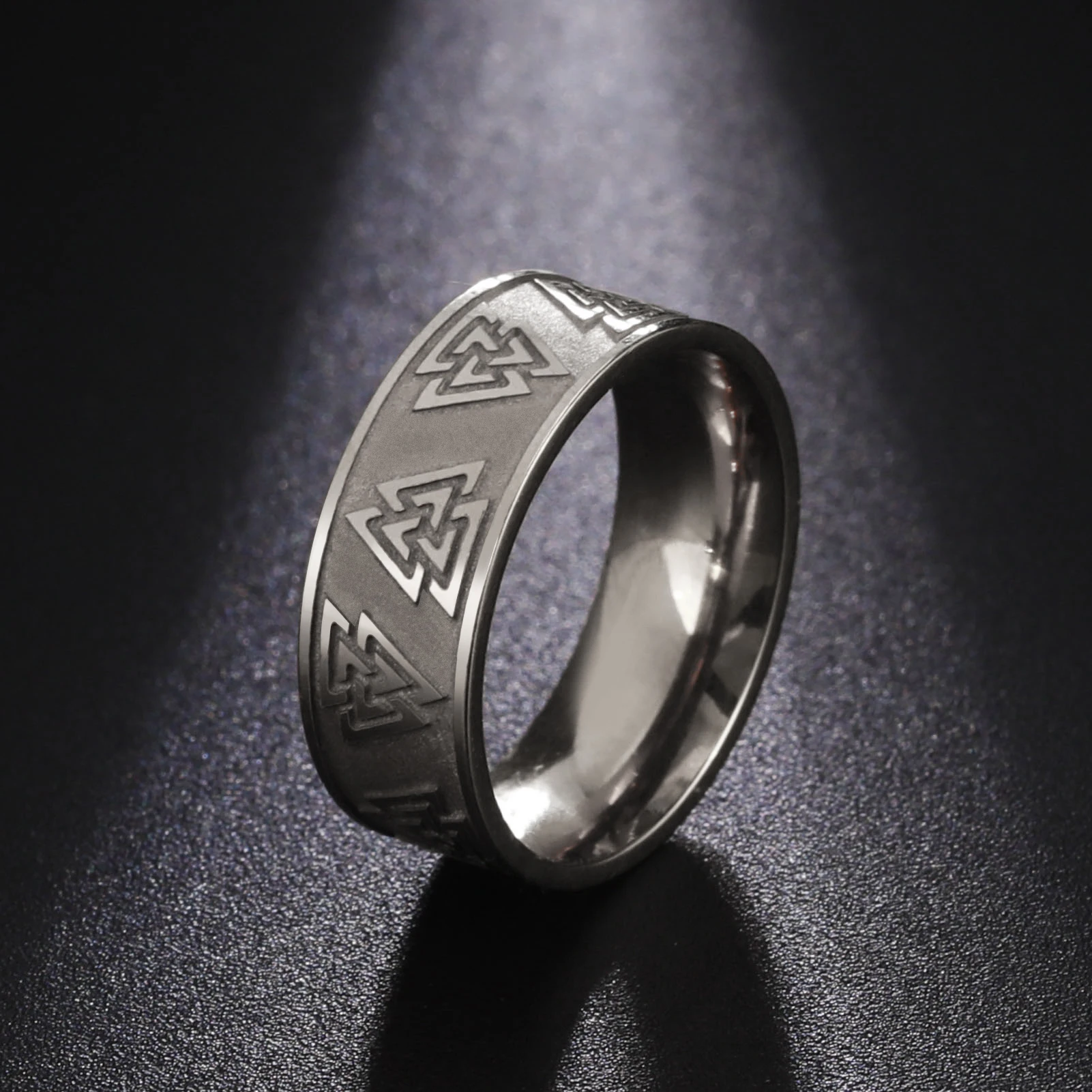 Skyrim Nordic Valknut Ring Stainless Steel Gold Color Amulet Talisman Finger Rings Jewelry Gift for Men Women Lover