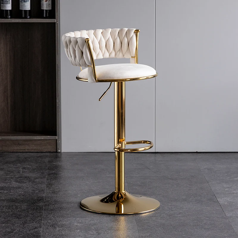 

Best Hotel Stools Bar Chairs Fabric and Metal Home Fabric Bar Courtyard Velvet Contemporary Bar Stool
