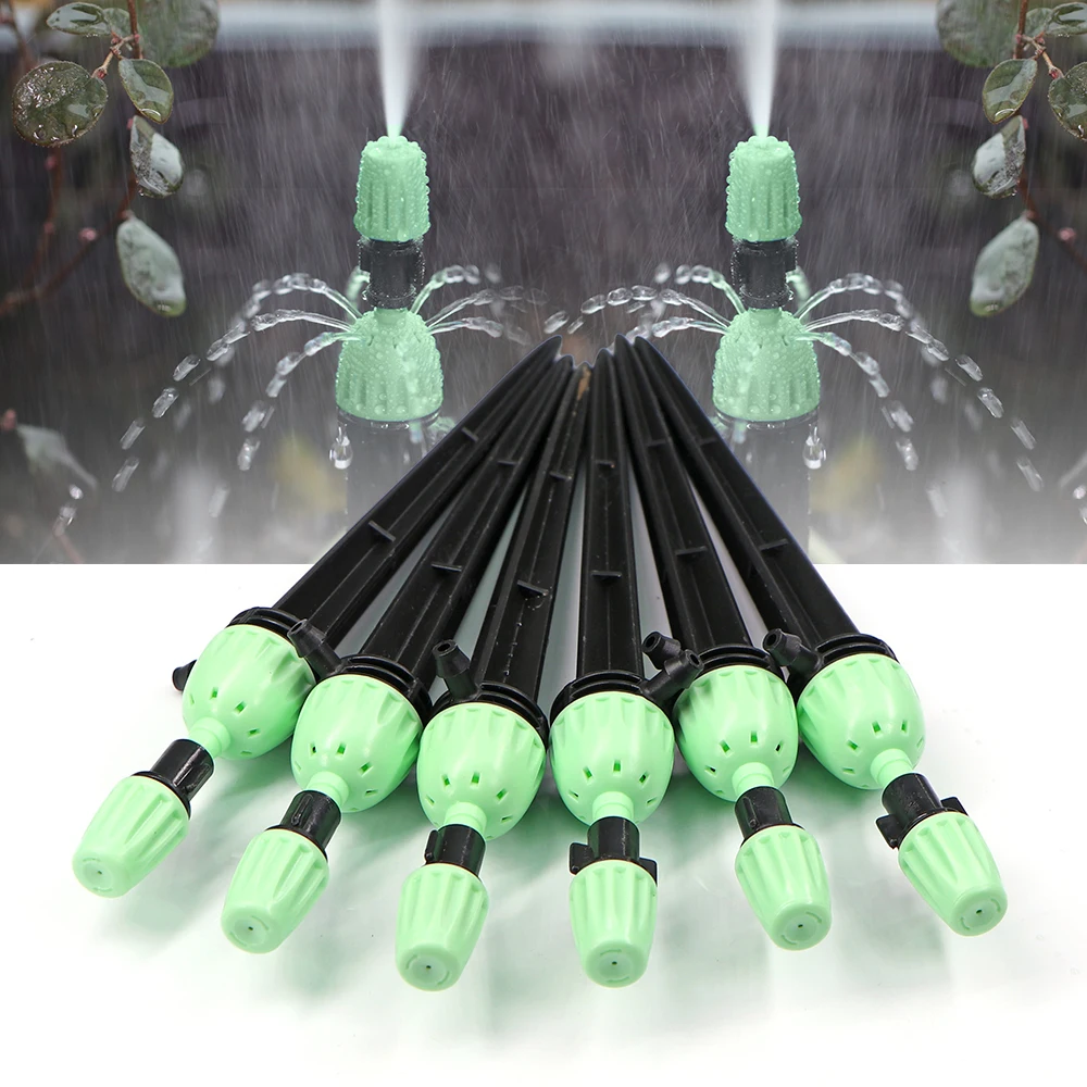 

Light green 2-IN-1 Mist Nozzles Adjustable Flow 1/4 "4/7mm Barb Connectors Sprinkler Garden Irrigation Accessories Outdoor Lawn