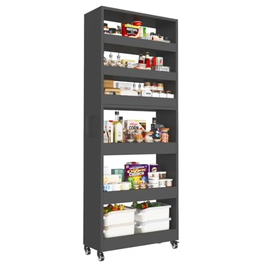 Slim Storage Cart Lightweight 6 Tier Metal Rolling Utility Kitchen Cart on Wheels Mobile Storage Shelving Unit Organizer for Ba