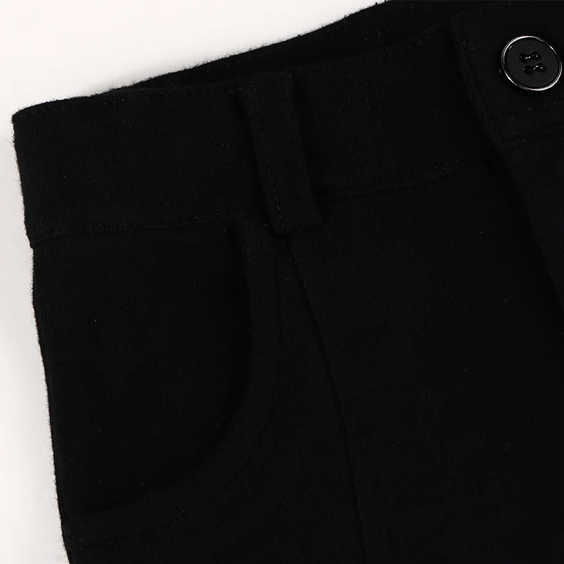 Jungen- und Mädchen-Lange Hosen Schwarze Baumwolle Familien-Set Taillenverstellbare Elastische Hosen Herbst/Winter Kinderkleidung Hosen mit Reißverschluss vorne – Detail 10