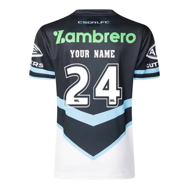 2025 CRONULLA SHARKS HOME RUGBY JERSEY 2025/2026 SHARKS MEN'S LONG SLEEVE TRAINING SHIRT SINGLET SHORTS Size:S-5XL