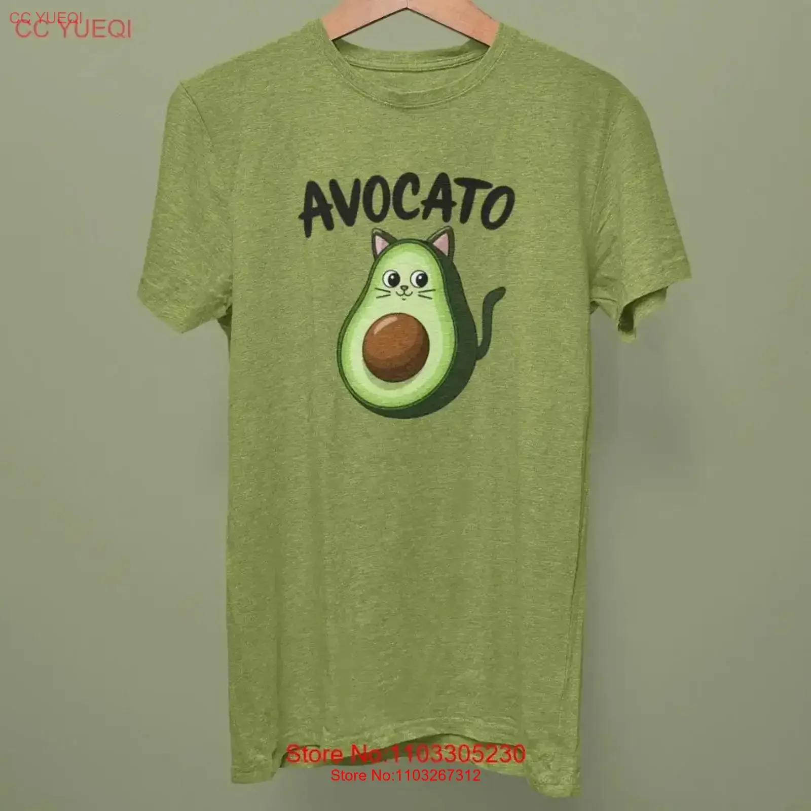Avocado-T-Shirt, süße, lustige Katze, Avocado für Liebhaber, Heather Green, Vintage-Stil, gewaschen, bequem, lässig, Unisex-Mode