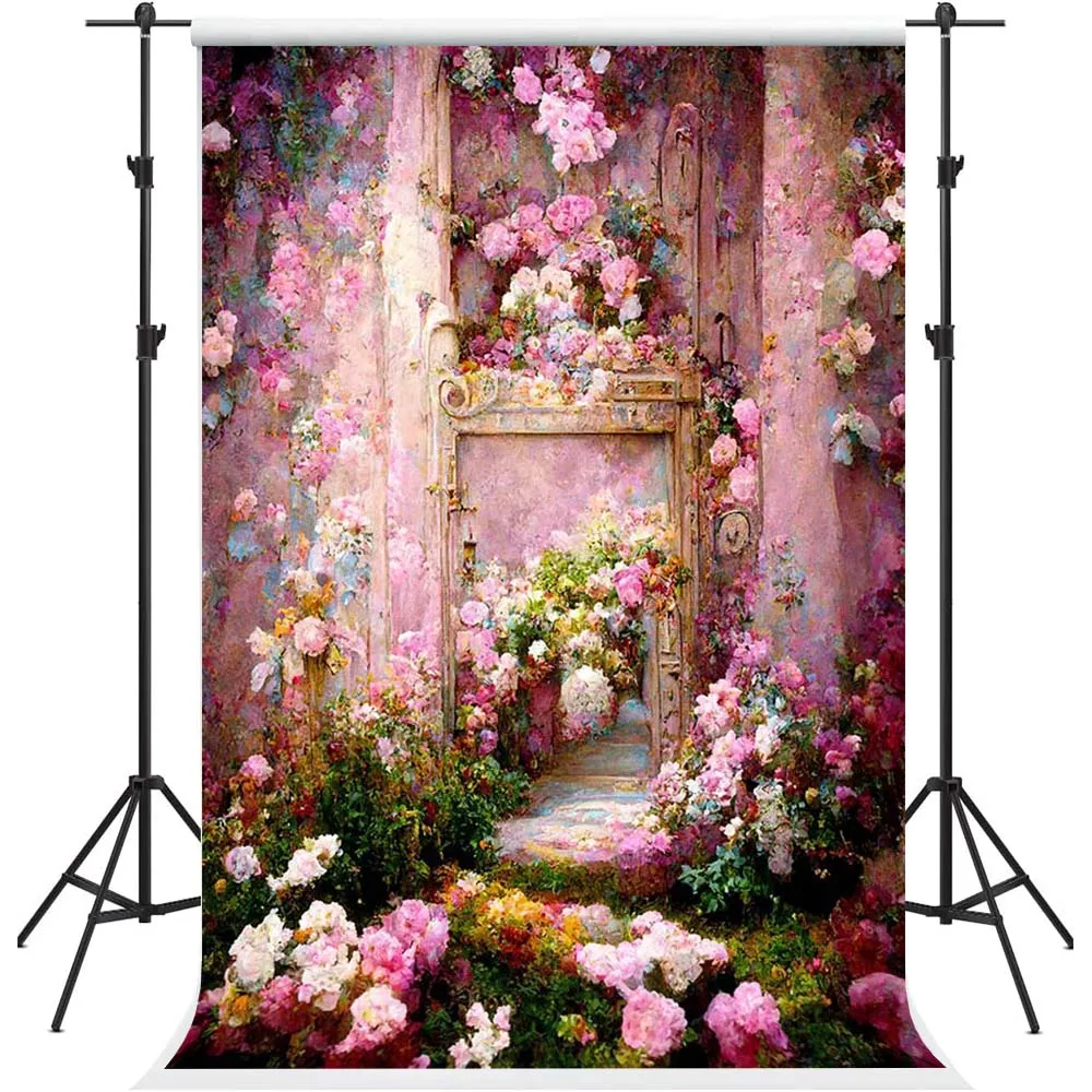 

Mehofond Photography Background Oil Painting Pink Flower Texture Kid Birthday Maternity Art Portrait Decor Photo Backdrop Studio