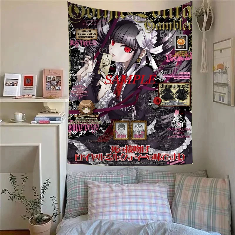 Klassische Anime Danganronpa Wandteppiche DIY Heimdekoration für Wohnzimmer Studentenwohnheim Wandkunst Dekoration