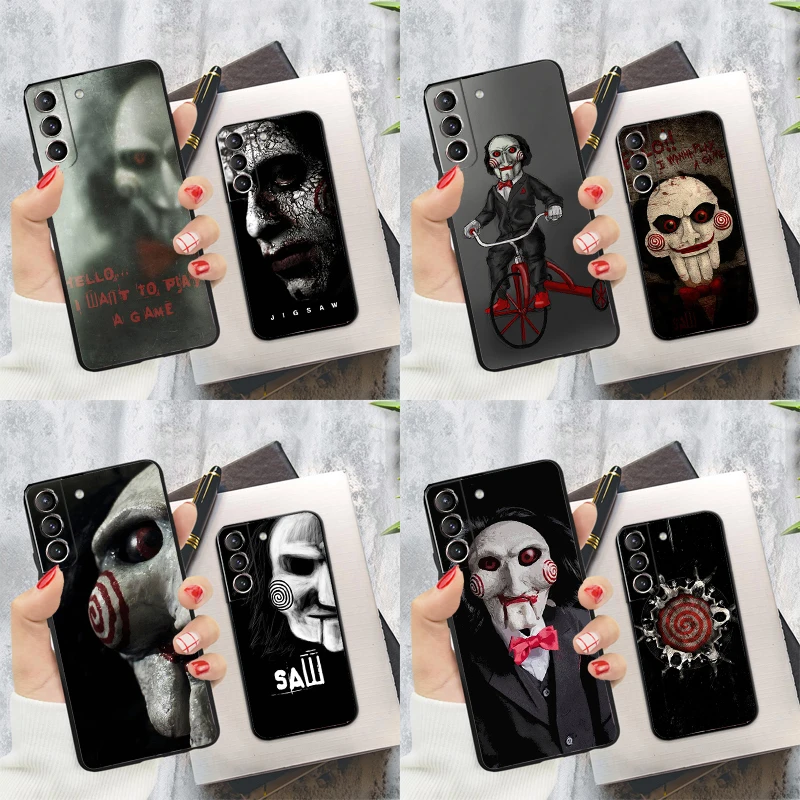 Jigsaw Saw Horror Phone Case For Samsung Galaxy S23 S22 S24 Ultra S20 S21 S24 FE S9 S10 Plus Note 10 20 Ultra