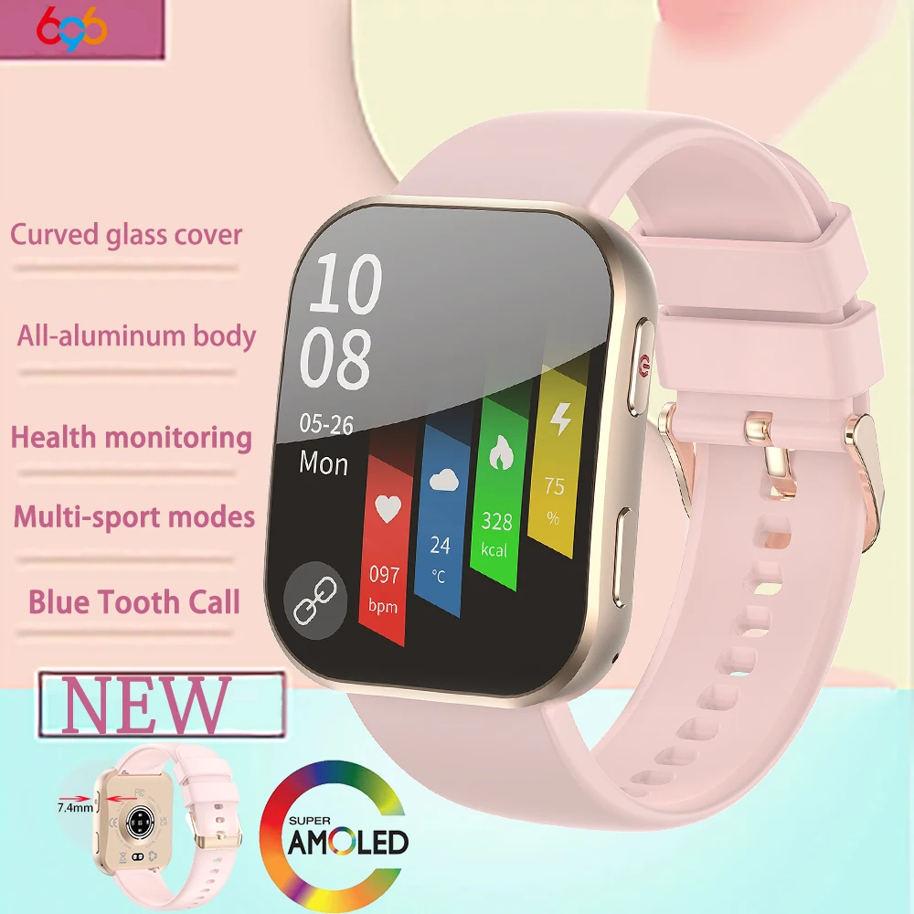 

Smart Watch Women Men BT Call Smartwatch Heart Rate 7.4mm Ultra-thin Watch Body AMOLED Curved Screen Sports Information Reminder
