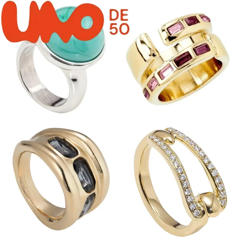 UNOde50 Серебряное кольцо с покрытием из 24-каратного золота - высококачественный модный аксессуар со скидкой