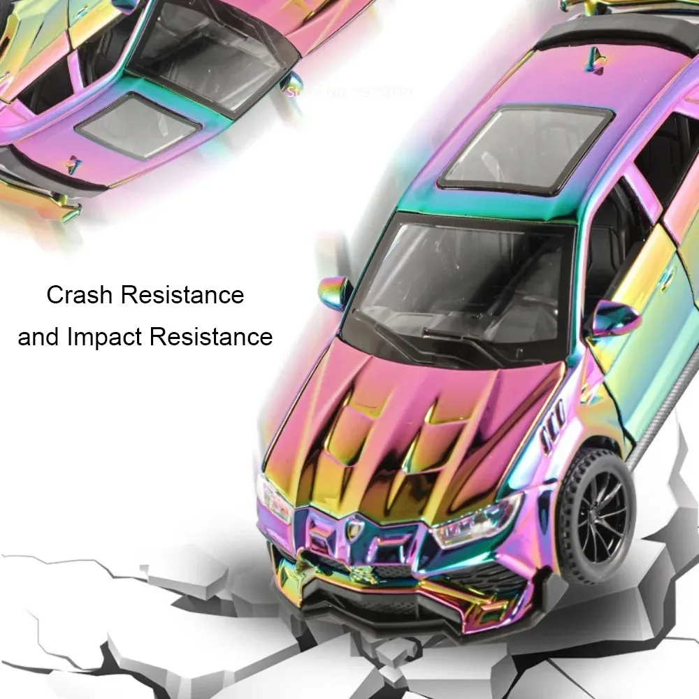 1:32 람보르기니 우루스 합금 자동차 장난감 다이캐스팅 모델, 조명 및 음악 기능 포함 미니어처 자동차 휠 후진 기능, 어린이 및 성인 선물용