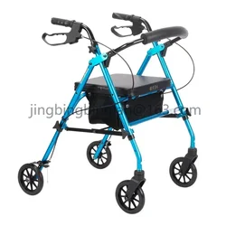 Senior Walking Support， Multifunctional Walker for Elderly, Four-wheel Rollator with Seat, Adult Pushcart Mobility Aid