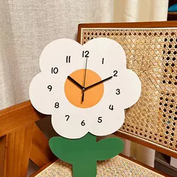 Flowers Creative Clock Wall Home Living Decoration Artistic Silent Wall Decorative Clocks Simple Cartoon Noiseless Quartz Clock