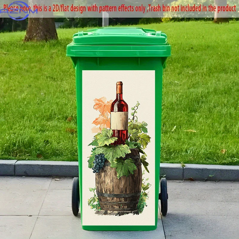 1pc of 2D Pattern Printing Sticker for Kitchen Trash Bins, Measuring X Cm, Featuring a Wine Barrel And Grape Theme, Suitable f