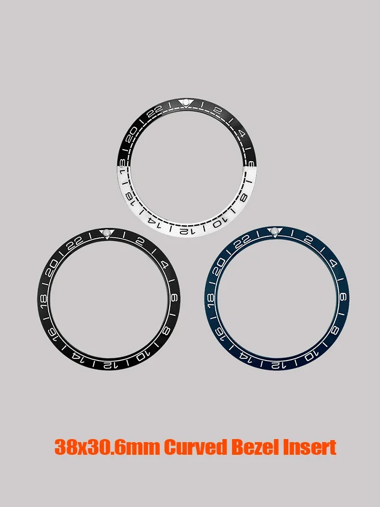 38x30.6mm SUB Ceramic Bezel Insert Curved Bezel Ring Fit for SKX007 SRPD SUB Watch Case NH35 NH36 Case Ceramic Bezel Ring Parts