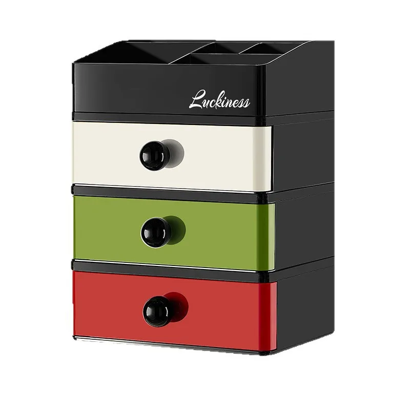 Desktop Stackable Cosmetic Storage Box Makeup Organizer Drawer-type Storage Box Student Sundries Organizer Plastic Storage Boxes