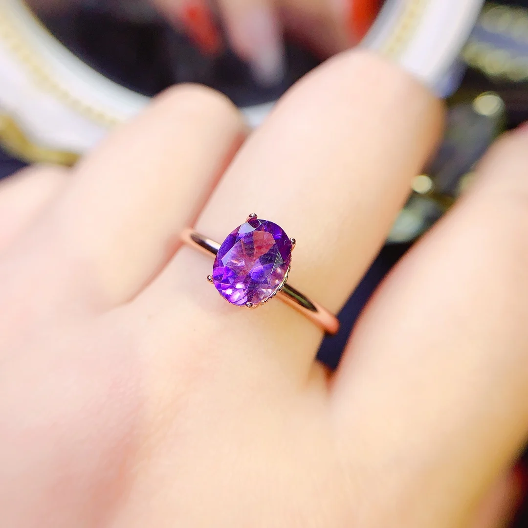 

Sterling Silver 925 Ring Engagement Ring Women's Luxury Jewelry Gemstone Free Shipping Natural amethyst Ring Women's Date