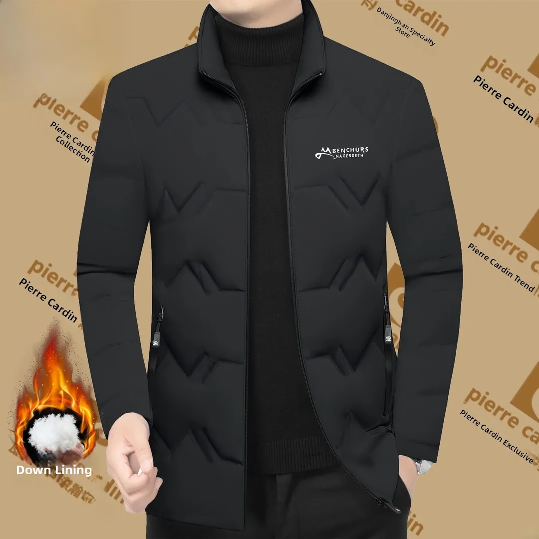 

Pierre Cardin Men's Thiened Stand Collar down Jaet Casual Warm Busin Outdoor Polyester Fiber Anti-Static Ultra-Light
