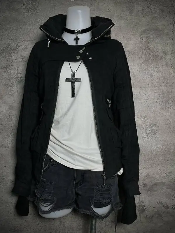 

Original Design Slim Fit Bla Jaet Women's Faionable Versatile Barn Sle Coat Spring 2025 Cotton Blend Zipper Closure