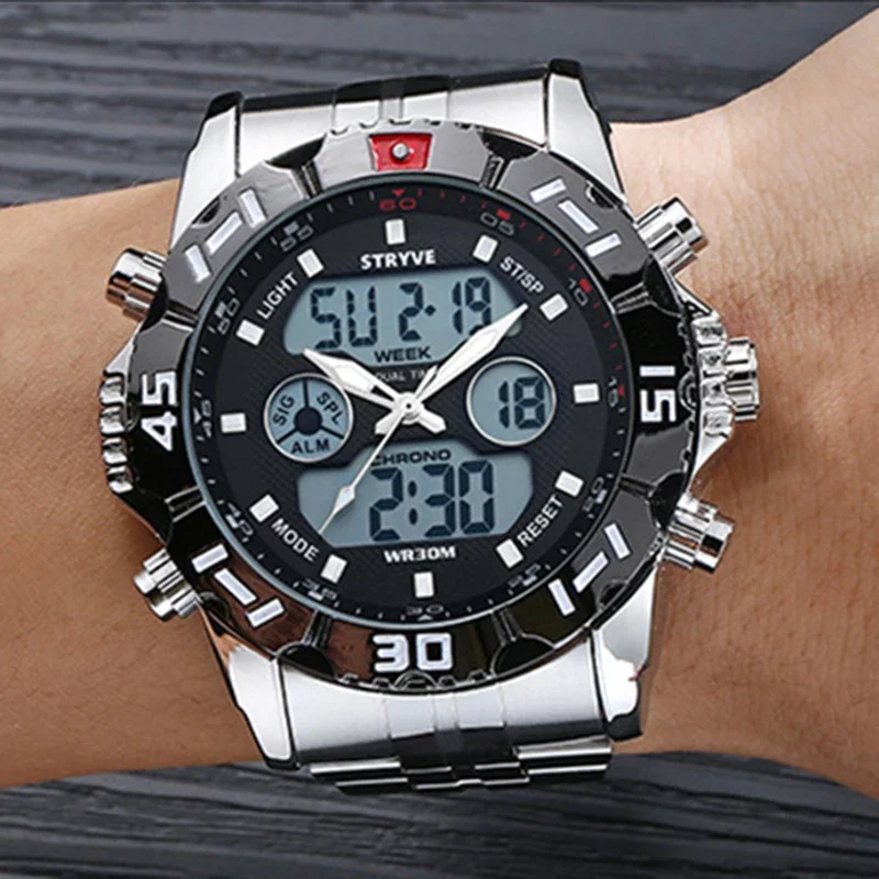 STRYV Watches for Men Sport Quartz Wristwatch Waterproof Men\'s Watch Luxury Military Digital  Top Brand Full Male Reloj Hombre