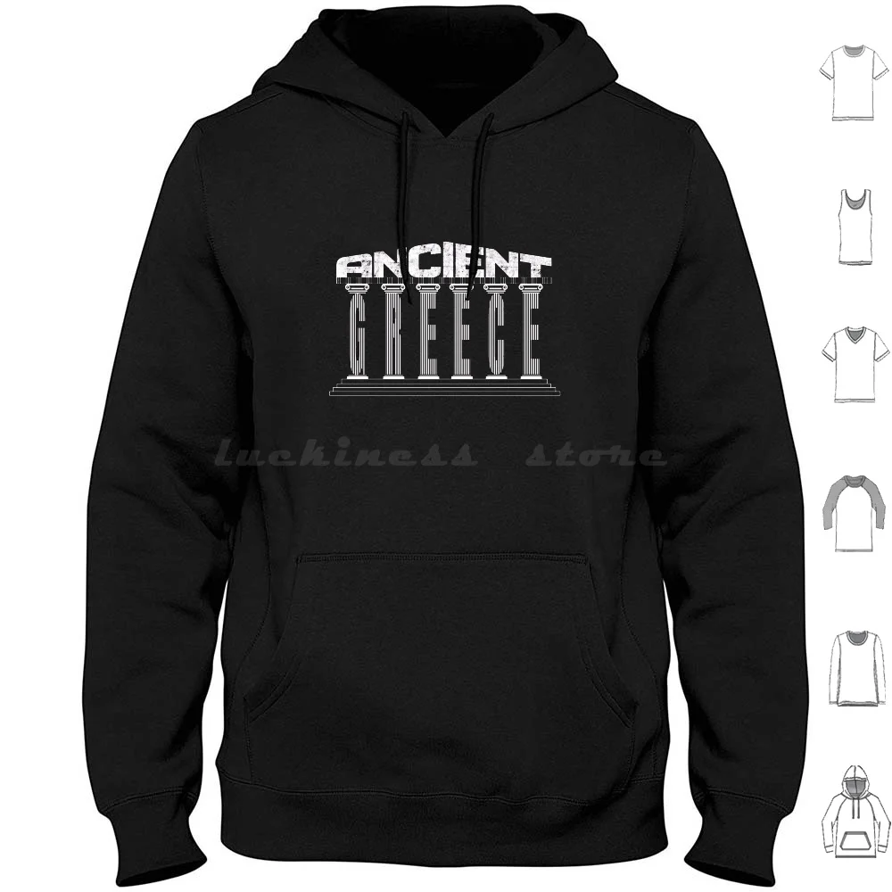 Ancient Greece Funny Temple Typography Souvenir Hoodies Long Sleeve Athens Greece Europe Holiday Travel Vacation