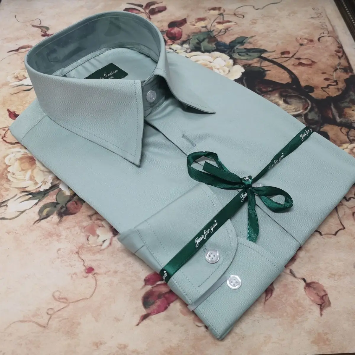 

Мужская рубашка Ele Italian Style с длинным рукавом, приталенного кроя, с острым воротником, из высококачественного хлопка, на пуговицах, деловая, зеленого цвета