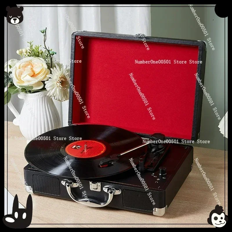Portable Vinyl Record Player Bluetooth Turntable Retro Style Wireless Speaker with Built in Speakers Hand Carry Phonograph