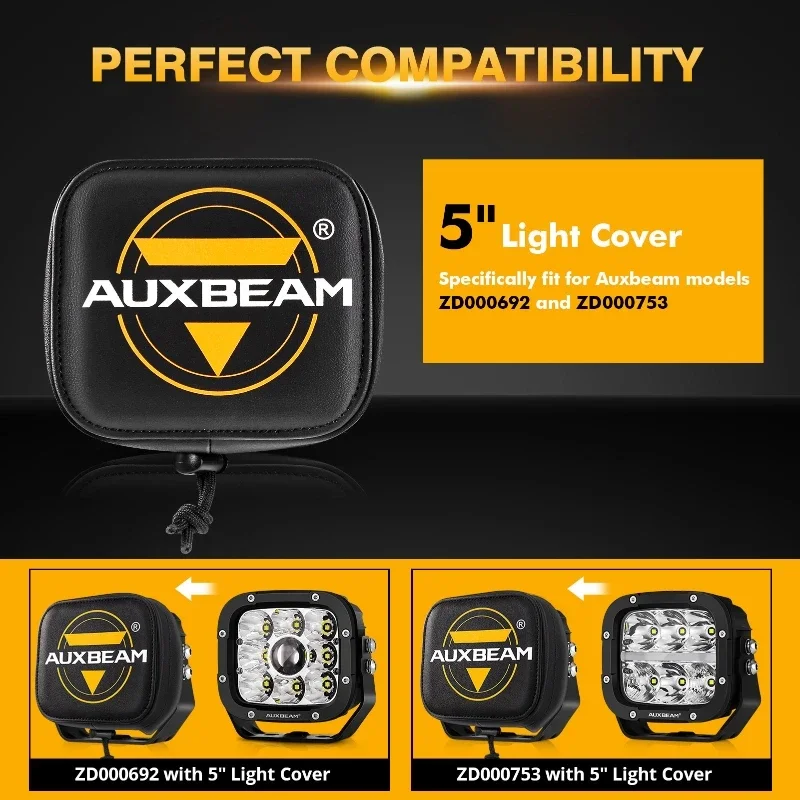 AUXBEAM 5 Inch Square Lights Protective Cover Car LED Driving Lights Shield Cover