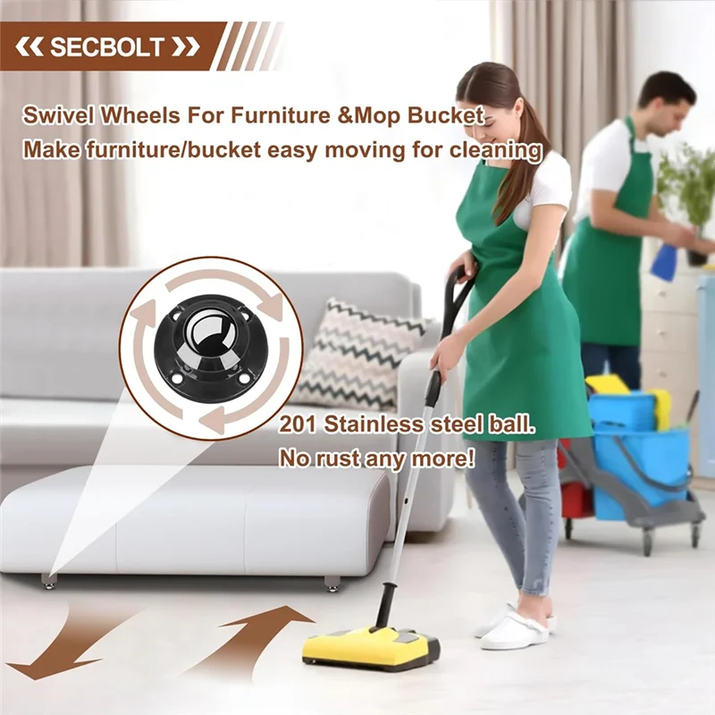 Ruote girevoli autoadesive aggiornata ABGR, 201 stecche in acciaio inossidabile su ruote