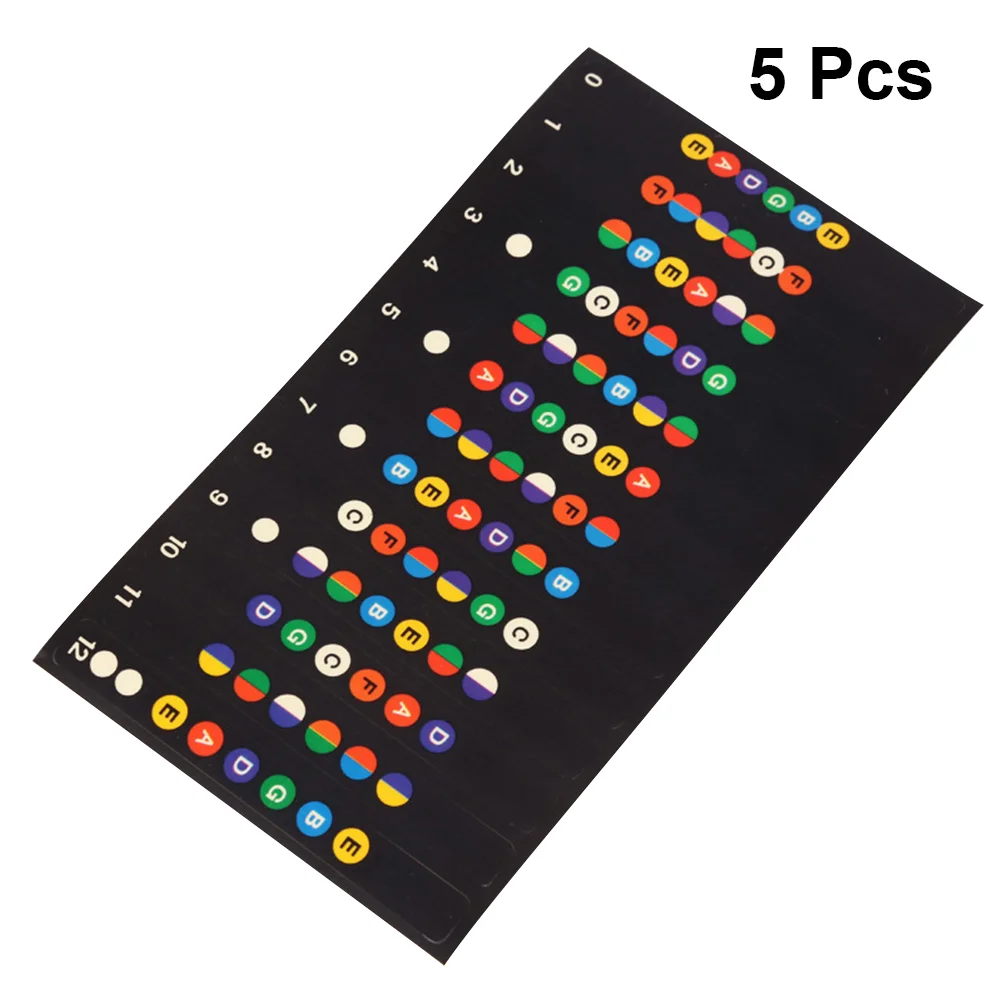 5 Pcs Fretboard Notes Sticker for The Guitar Trainer Stickers Neck Guitars Fingerboard