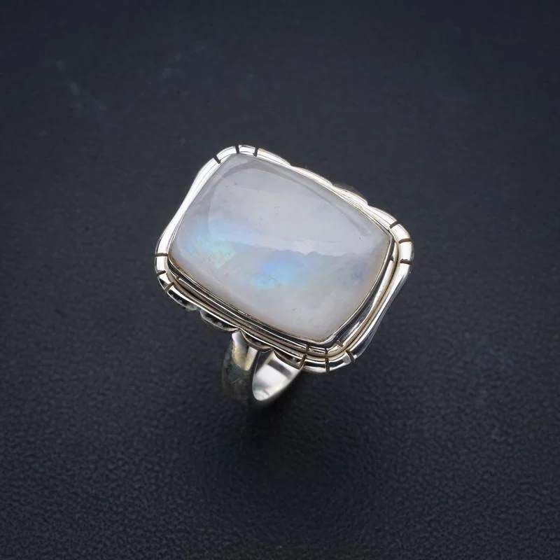 

StarGems Natural Moonstone Handmade 925 Sterling Silver Ring 7 F0762