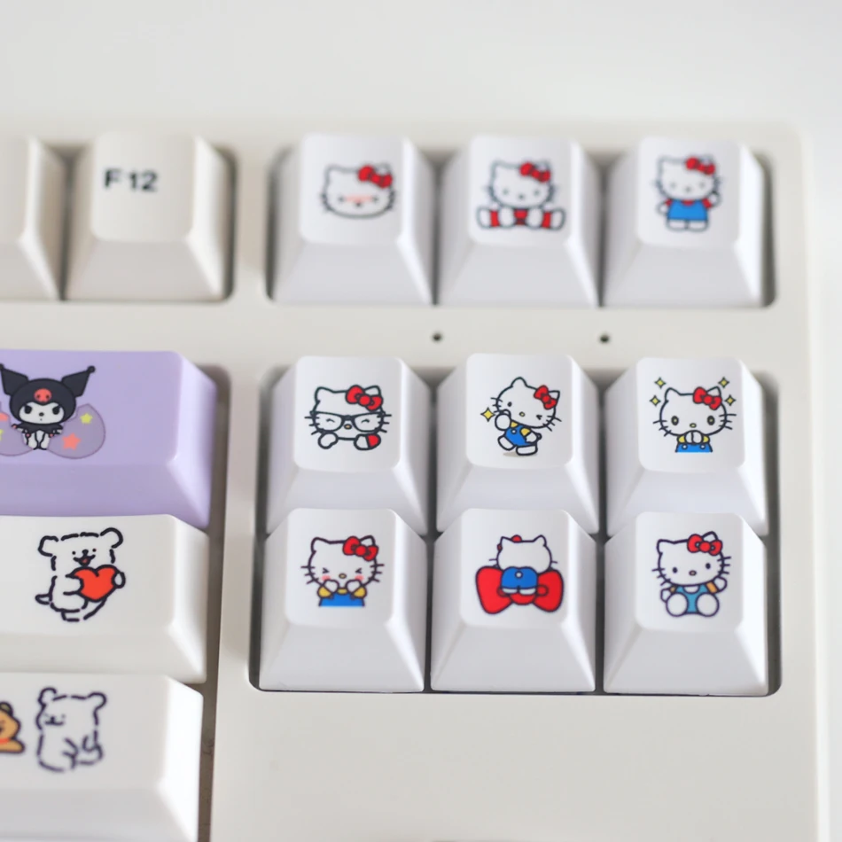 Hello Kitty Cute Cartoon Keycap Esc Spacebar Delete Key 1set Personalized Cherry Cross Shaft Key Cap for DIY Mechanical Keyboard