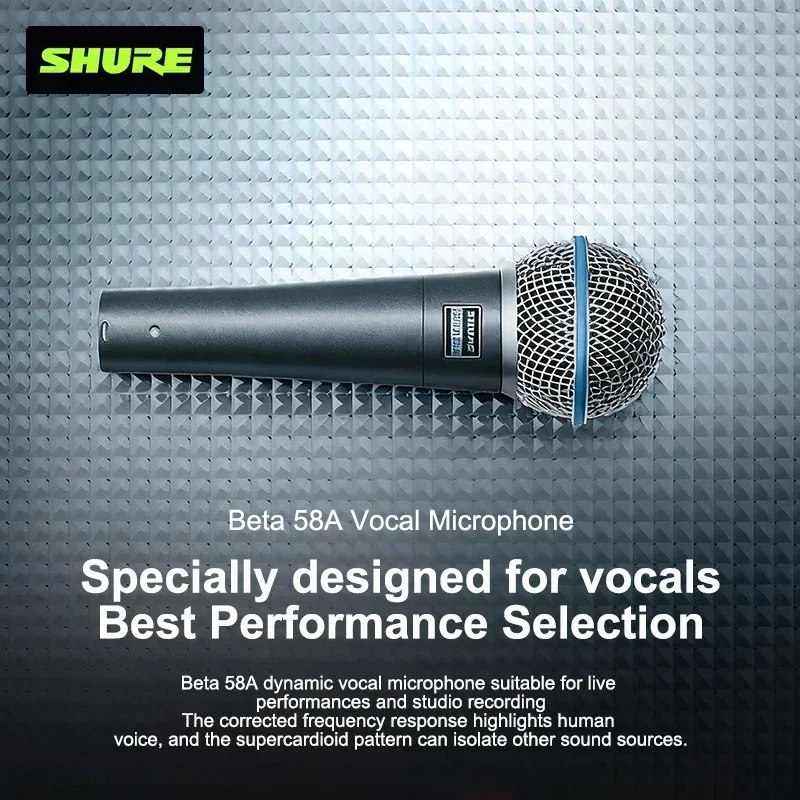 Image of Shure Beta 58A Kabelgebundenes Dynamisches Mikrofon für Live-Auftritte Party-Gesang Karaoke Bühne Tragbar Beliebte Wahl