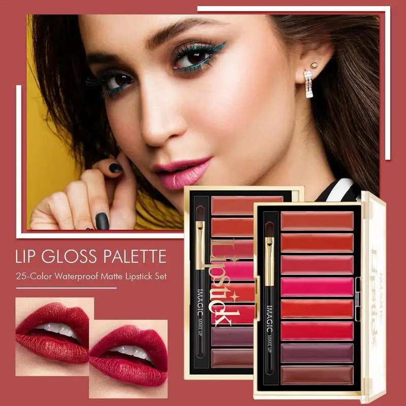 Creme Matte Batom Palette Set, impermeável, 8 cores, prova de manchas, cor labial, duradoura maquiagem labial