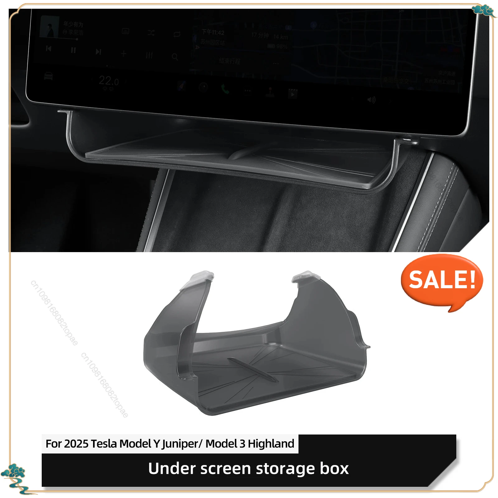 

For Tesla Model Y Launch 2025 Juniper Model 3 Highland Car Display Screen Hanging Box Tray Organizer Accessories