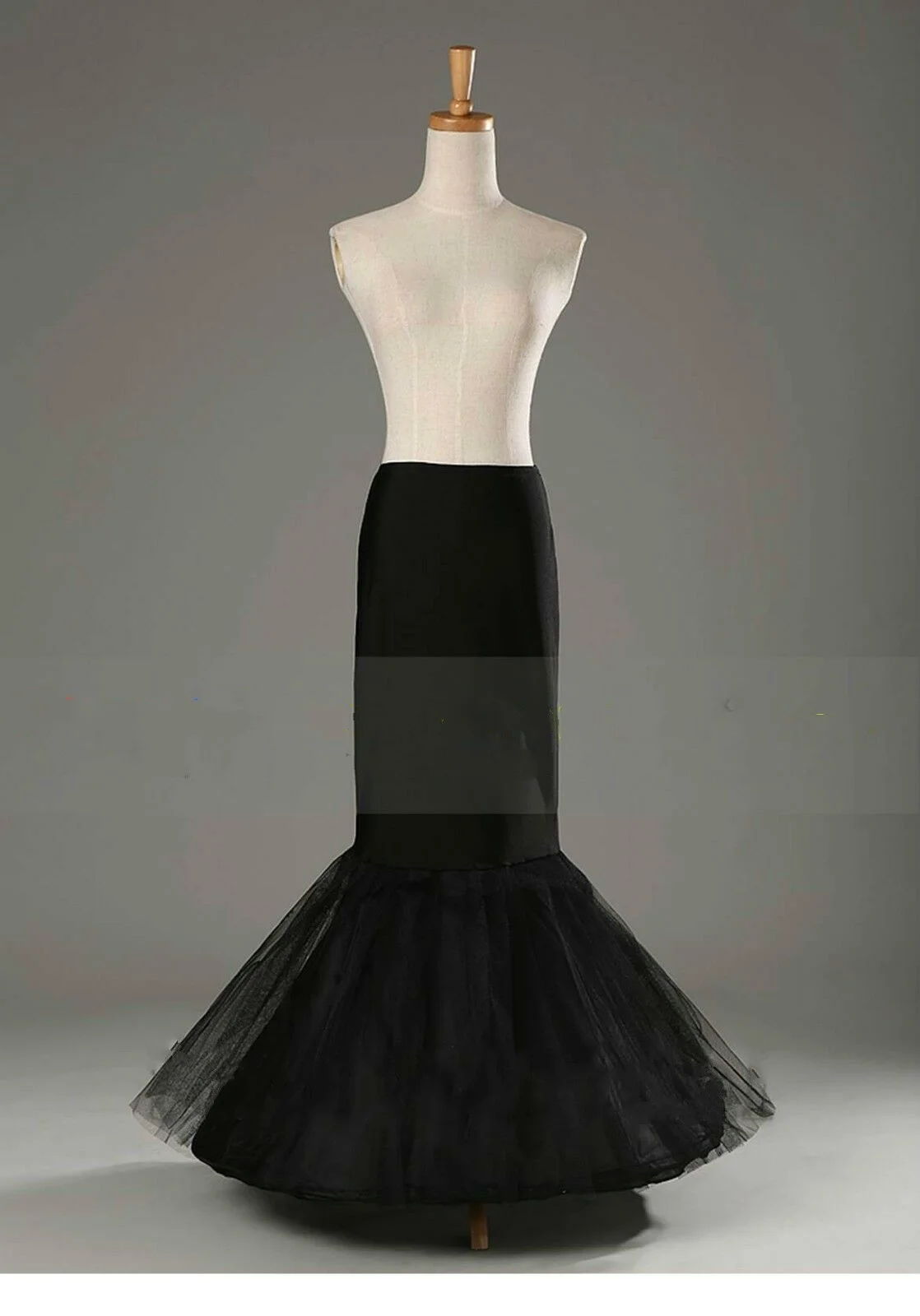 Jupon de mariée en Crinoline blanc/noir, sous-jupe de sirène de mariage, 1 cerceau