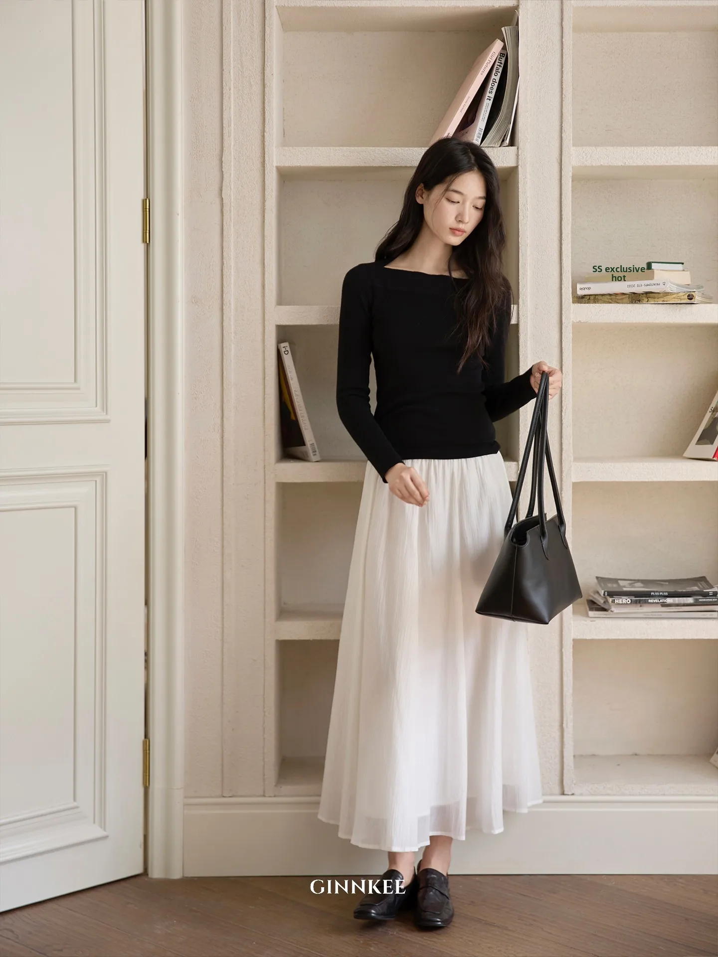 

Ginnkee Wool Blend Long Sve Knitted Sweater Slim Fit One oulder Design French Sle Polyester Nylon Acrylic Wool Blend