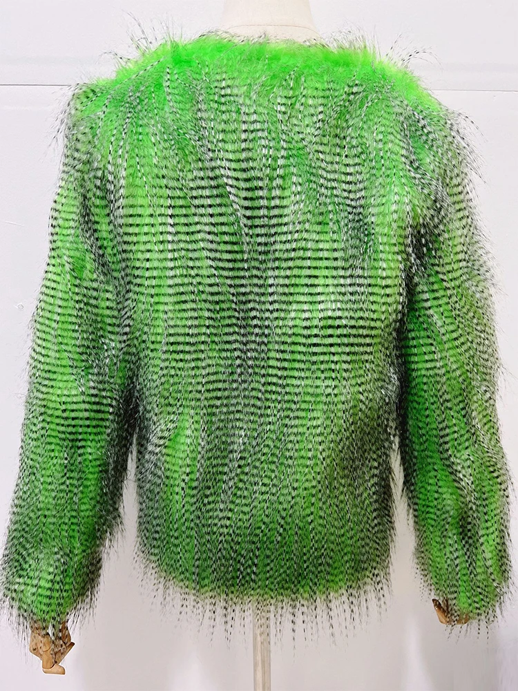 Manteau en fausse fourrure à manches longues avec pompon, veste moelleuse, streetwear mince, créateur de mode, nouveau, 2023