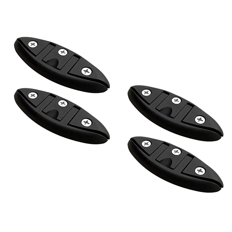 4X Black Boat Folding Cleat 5Inch Folding Pull Up Cleat For Boat Marine Kayak Hardware Line Rope Mooring Cleat