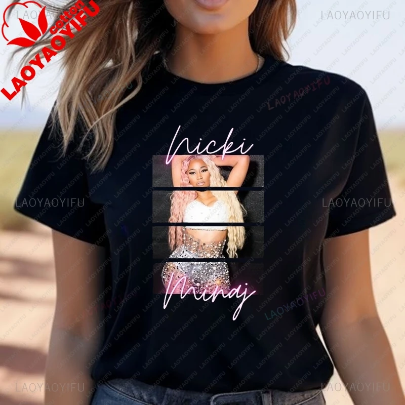 Rapper NICKI MINAJ classic poster printed women's shirt, everyday casual streetwear, spring/summer cotton 0 neck T-shirt