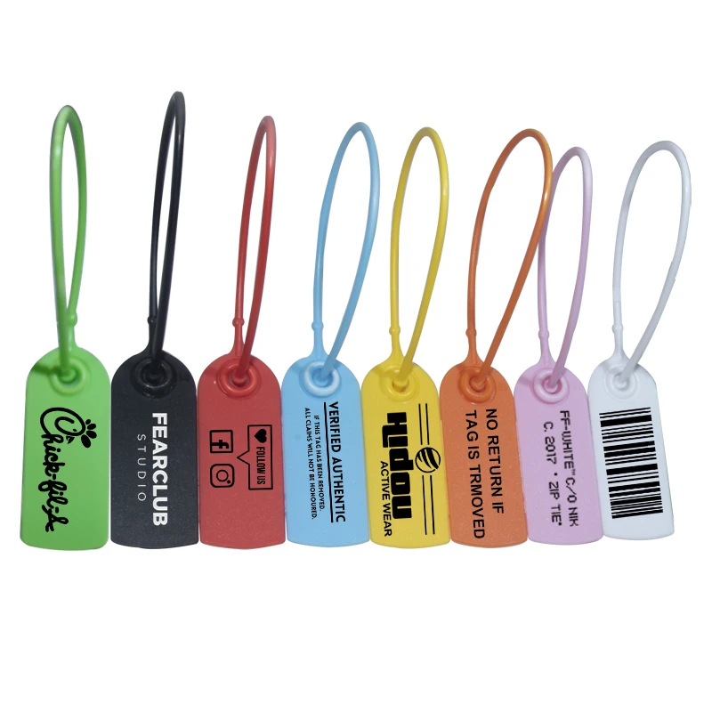 100Pcs Custom Logo Disposable Plastic Security Seals Hang Tags for Clothing Shoes Bags 200mm