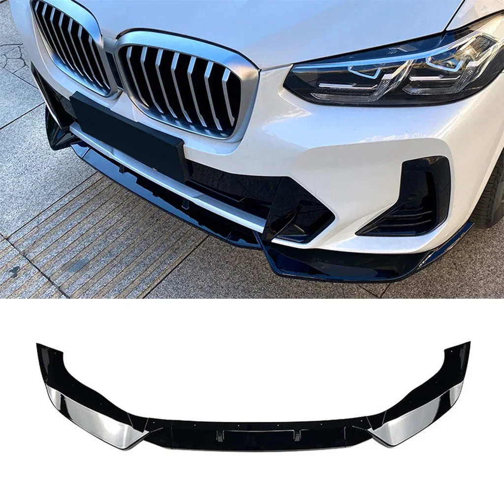 

New! Front Bumper Lip Spoiler Splitter For BMW X3 X4 G01 G02 M Pack 2022 2023 2024 Glossy black Car Styling Body kits