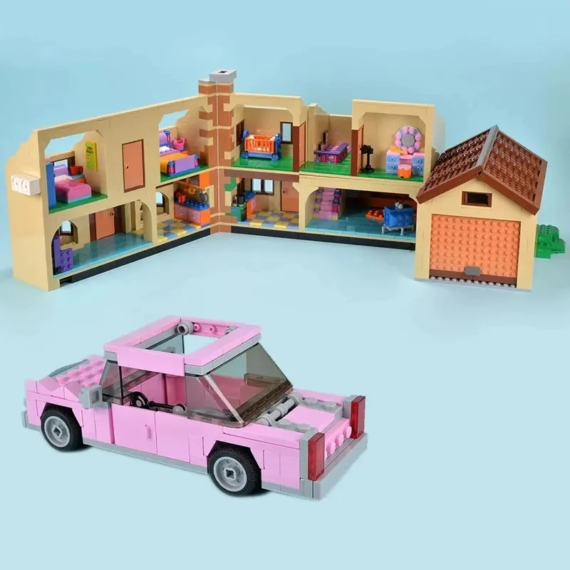 2523PCS MOC Cartoon The Simpsons House Building Blocks Street View Villa Modello Architettura 71006 Mattoni Giocattolo Capretto Adulto Per I Regali