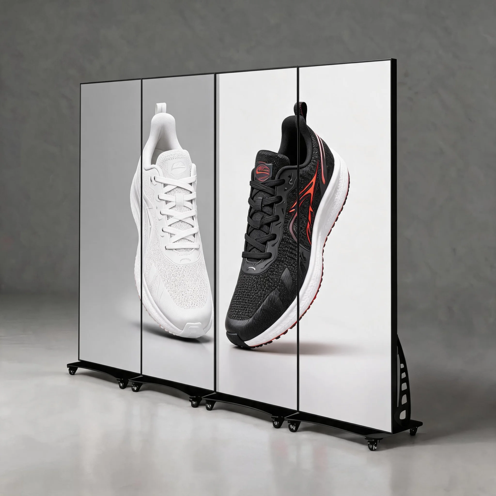 Foldable SEG Fabric LED Light Box With Wheels Custom Size For Retail Shop Mall Freestanding Multi-panel Backlit Sign