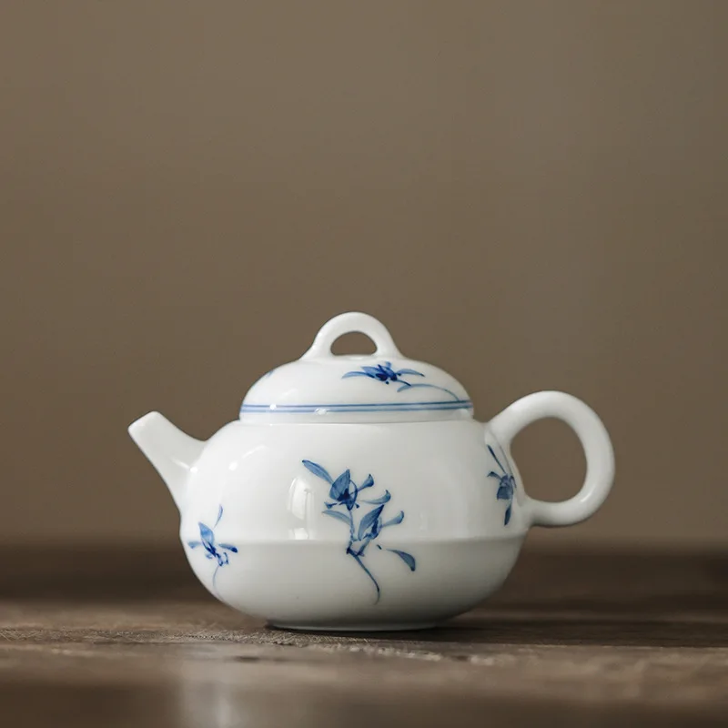 

Pure Hand-painted Butterfly Orchid Small as Pot Chinese Teapot Tea Infuser Built-in Filter Ceramic Kung Fu Tea Set Single Pot