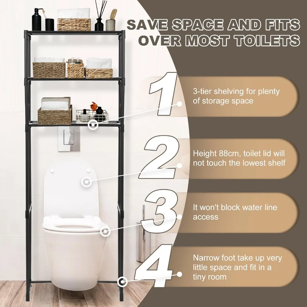 Toilet Storage Rack Over The Washing Machine Shelf Floor Standing Multi-layer Free Punching Shelves   Bathroom Organizer Racks