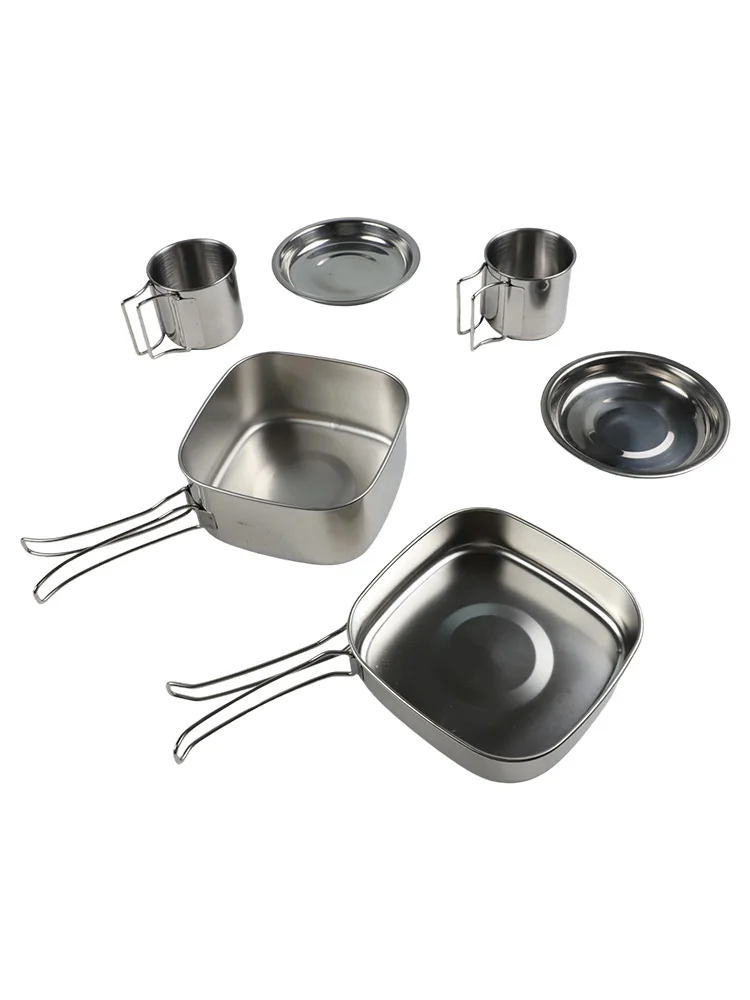 Stainless Steel For Camping Crockery Set Perfect Cookware for Outdoor For Camping Hiking and Picnic Experiences